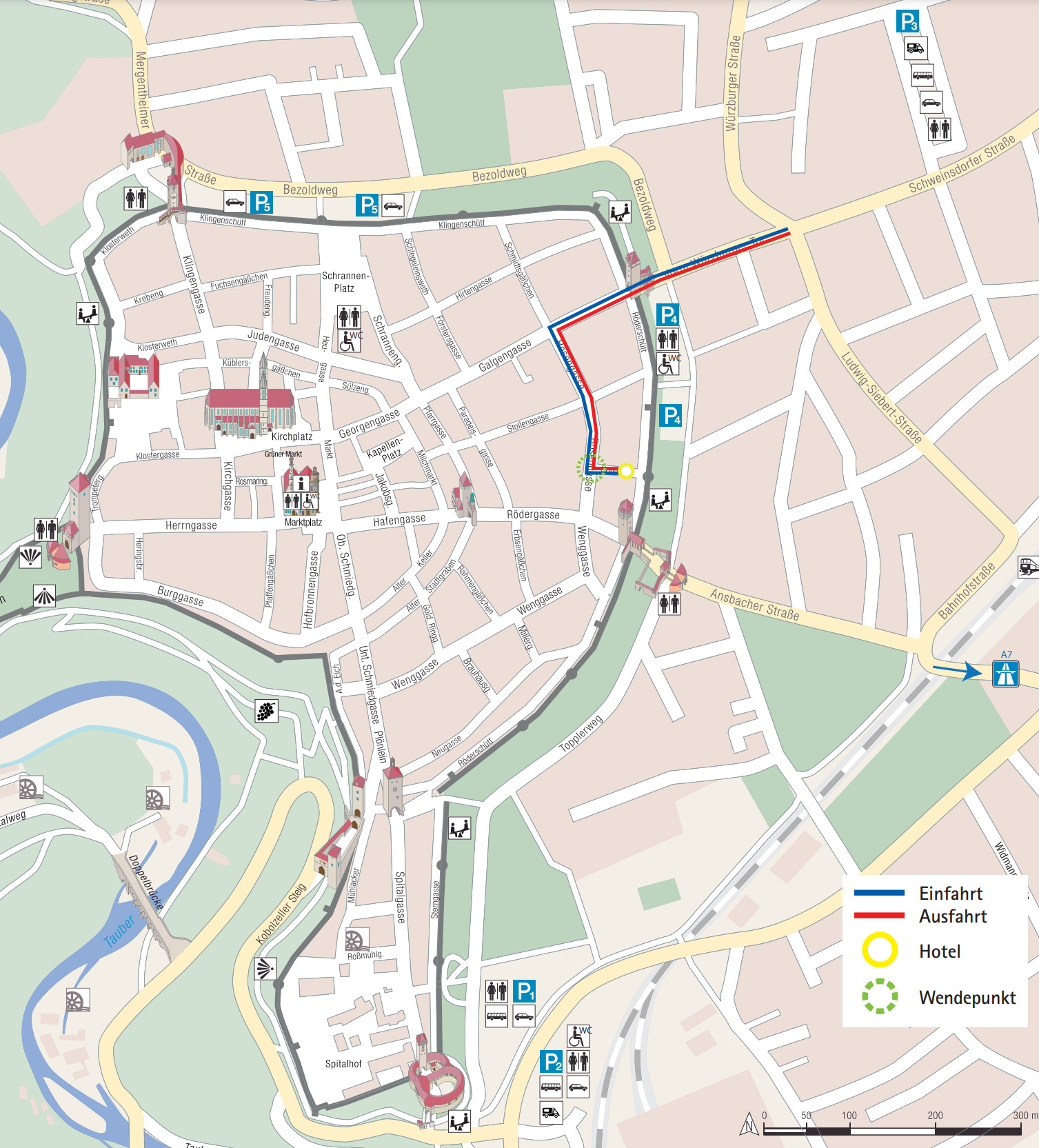 Die empfohlene Busroute zum Prinzhotel Rothenburg