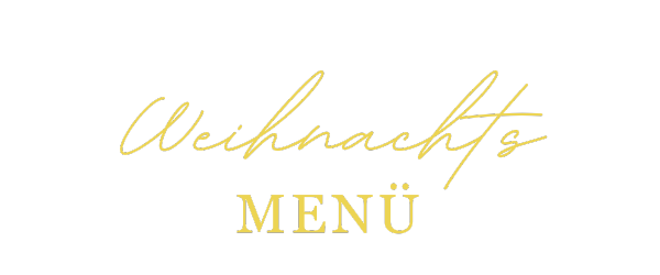 Weihnachtsmenü im Prinzhotel Rothenburg – goldene Schrift auf transparentem Hintergrund